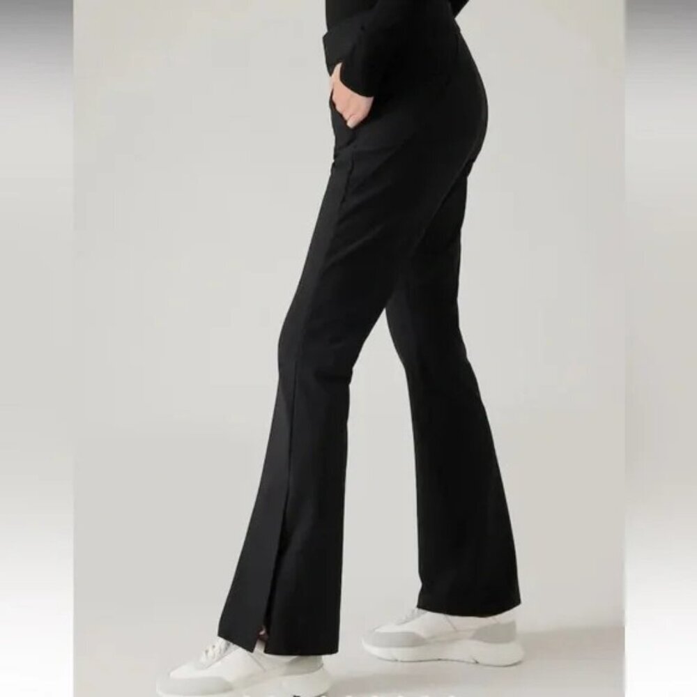 Athleta Black Split-Hem Flare Trousers
